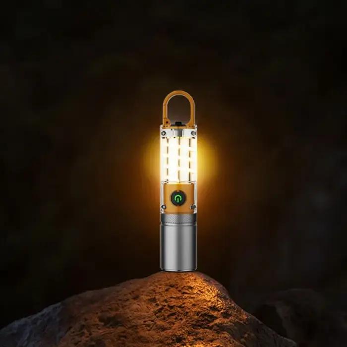 Lampe de poche LED en tungstène, double Source, Zoom télescopique, étanche, pour Camping en plein ai