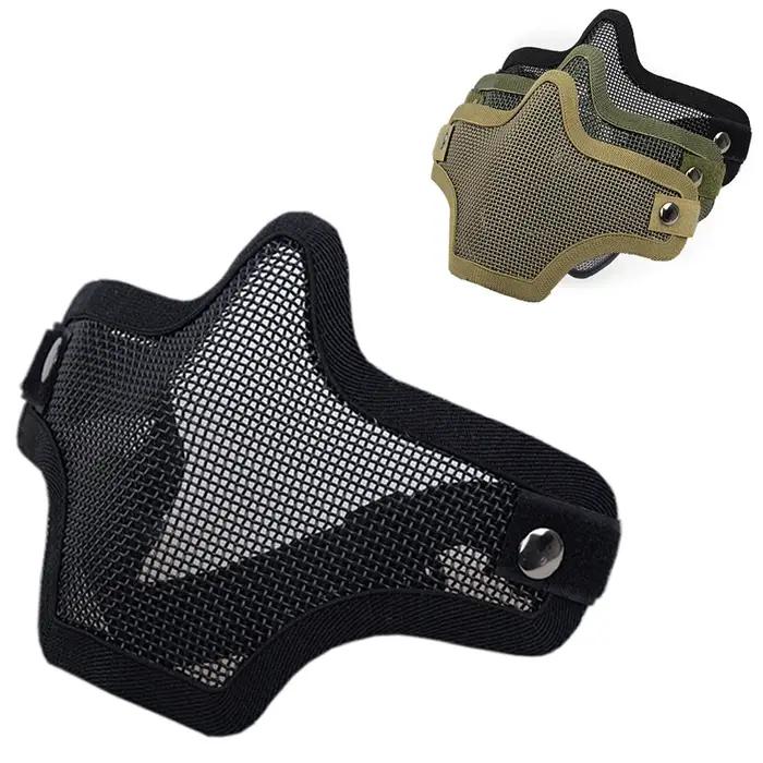 Demi-masque de protection en maille métallique pour airsoft, accessoires de chasse, paintball, armée