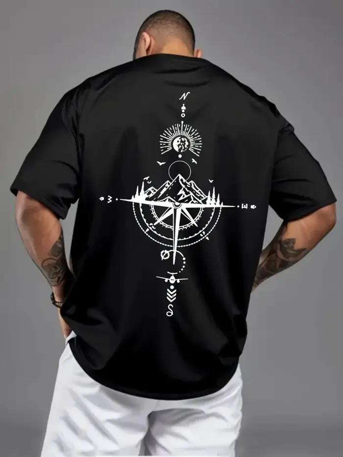 T-shirt à col rond pour hommes européens et américains, imprimé totem personnalisé, confortable et r