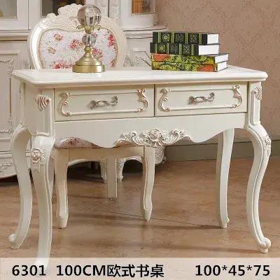 Bureau d'écriture en bois massif de style européen avec motifs floraux peints à la main pour chambre à coucher et bureau personnel