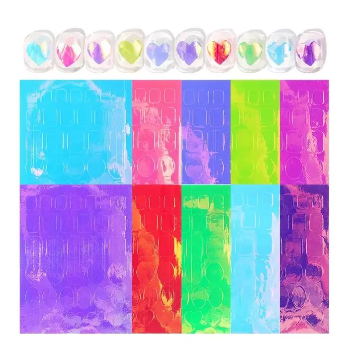 11 feuilles d'autocollants en verre de glace Aurora pour Nail Art