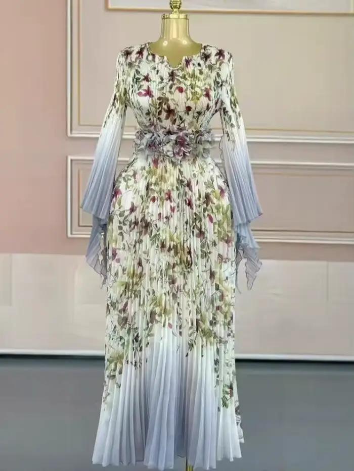 Miyake 2025 robe africaine élégante robe d'automne nouveau tempérament célébrité taille mode robe lo