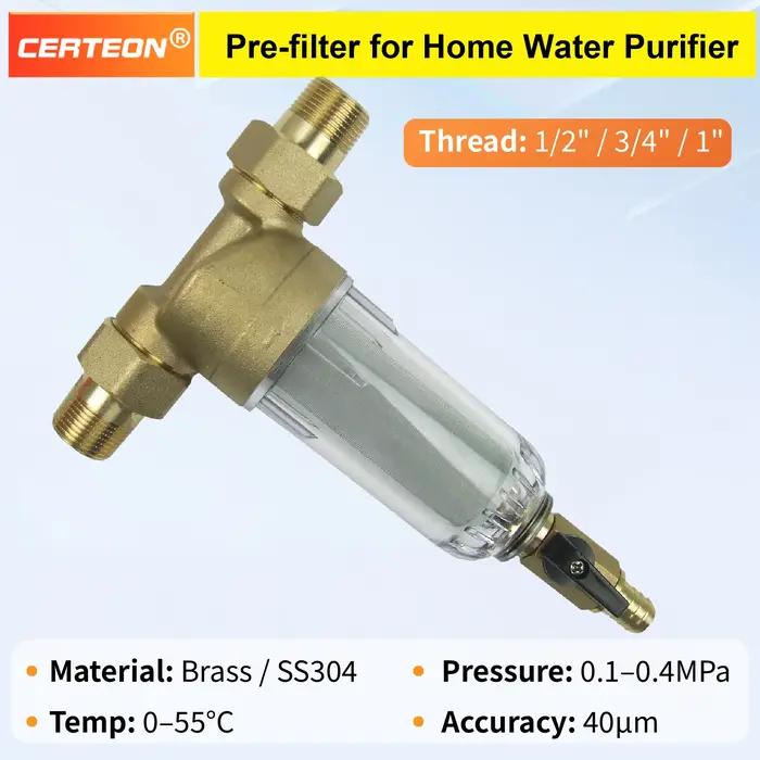 Filtre d’eau Préfiltration Maison Entière Débit 4000LH Acier Inoxydable 40 Microns Rétrolavage Installation Tuyauterie Connexion 1 2 3 4 1 Pouce