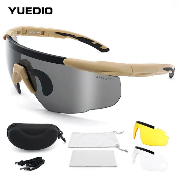 Lunettes de tir tactiques 3 lentilles interchangeables pour sports outdoor militaires anti-vent