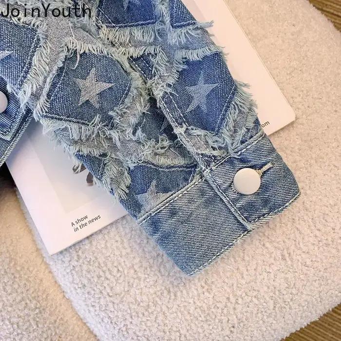Veste en jean pour femmes, style décontracté, vintage et streetwear, vêtement d'extérieur pour toutes les saisons, col rond, polyester et coton, boutonnière simple, ajustement parfait
