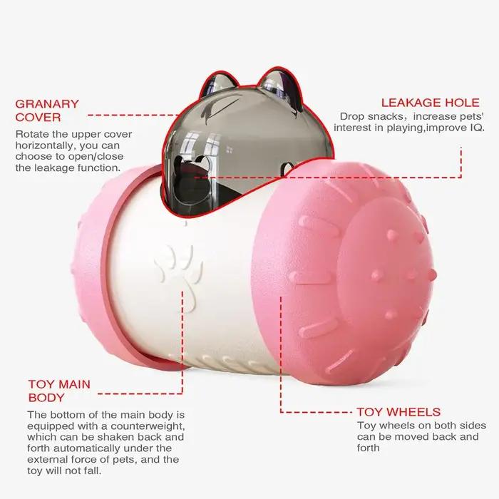 Distributeur de nourriture interactif Wobble jouet à bascule pour chiots distributeur lent de friandises pour chiens et chats accessoire d'entraînement pour animaux occasions spéciales