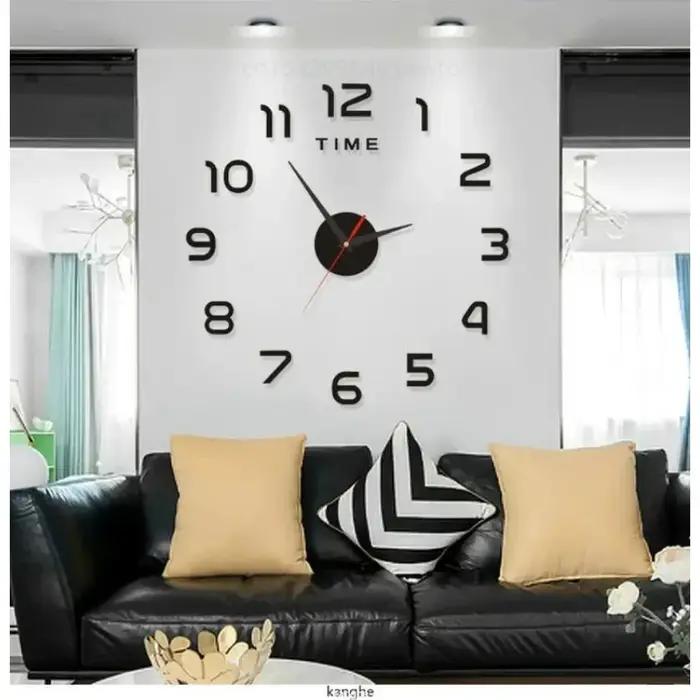 Grande Horloge murale au Design moderne 3D, à Quartz, à la mode, miroir acrylique, autocollants, déc
