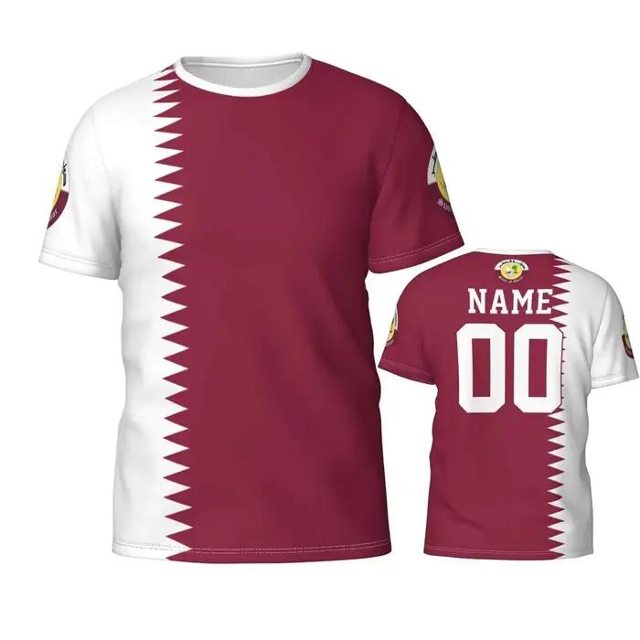 T-shirt graphique avec emblème de la sensation du Qatar pour hommes, maillot d'équipe de football, veste de sport unisexe, style hip-hop, mode décontractée, occasions quotidiennes et événements spéciaux