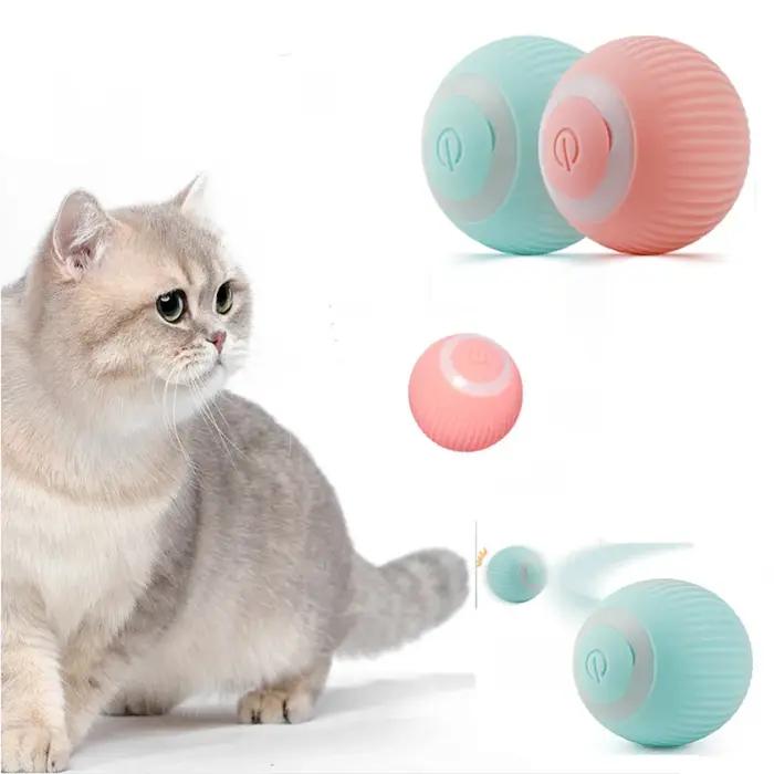 Balle roulante intelligente rechargeable silicone pour chat jeu intérieur auto-mouvant obstacle évitant jouet pour animaux de compagnie occasions spéciales