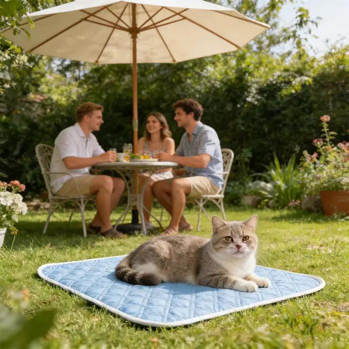 Tapis rafraîchissant pour animaux de compagnie housses de lit et de tapis fibres bleu gris pour chiens chats repos confortable été occasions spéciales