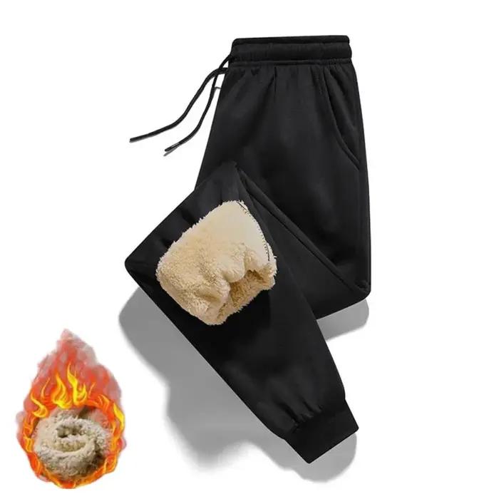 Pantalon jogger laine mouton épais hiver large confortable pour chasse par temps froid
