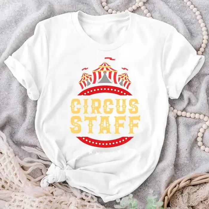 T-shirt manches courtes femme, estival et décontracté, imprimé de l'équipe de cirque, à la mode, amp