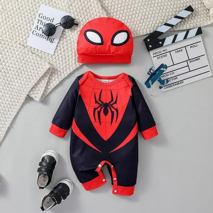 Combinaison Spider Cartoon à manches longues pour bébés garçons