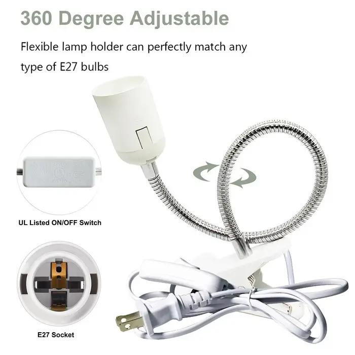 Support de lampe de bureau Flexible à 360 degrés, prise ue US, prise de Base de lumière E27, câble à