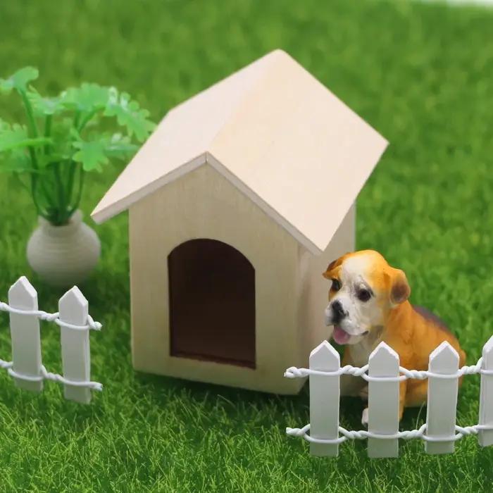 Mini chenil pour chien en bois 1:12 pour maison de poupée