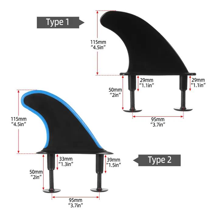 Palmes de surf souples avec vis, 4.5 pouces, 3 pièces, accessoires