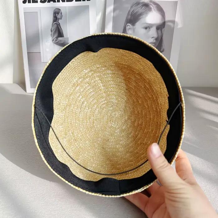 Chapeau Pillbox en Paille 100% Naturelle, Style Rétro Hôtesse de l'Air, Béret d'Été pour Femme, Chap