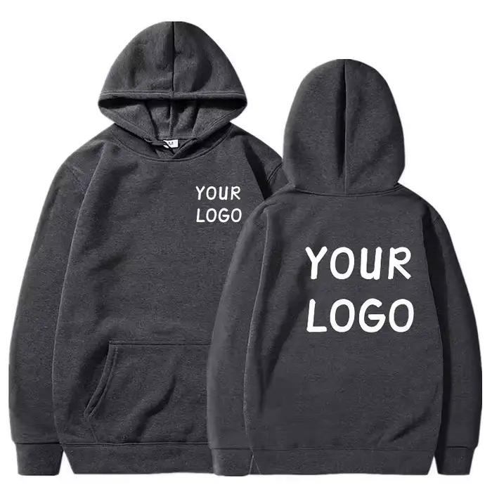 Sweat à capuche décontracté en polyester avec logo pour hommes et femmes, pull uni, style de rue, cadeaux personnalisables, DIY