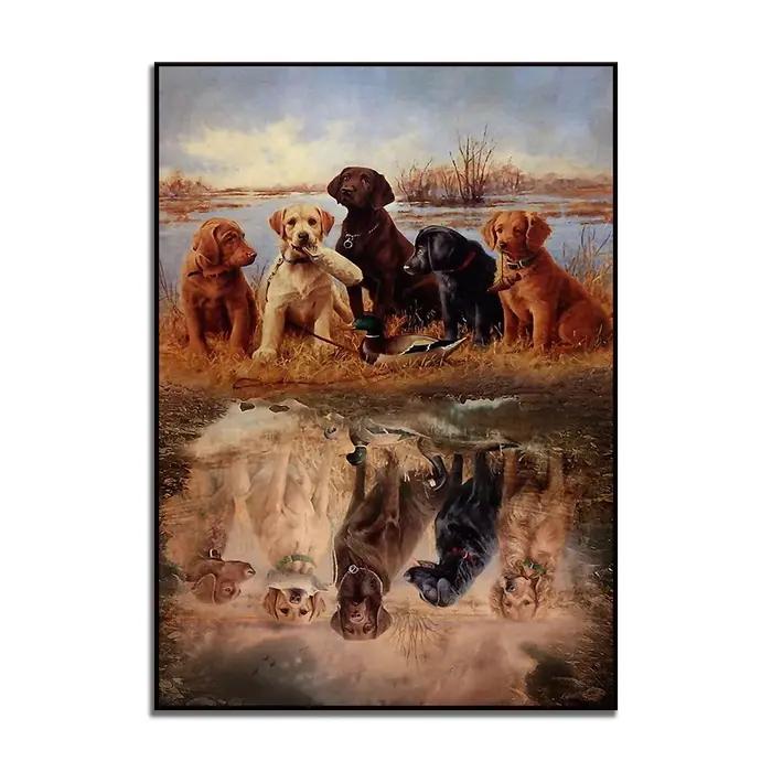 Affiche de chasse de chiens de canard et sauvagine impression sur toile européenne style cadre interne pour décoration maison occasions spéciales