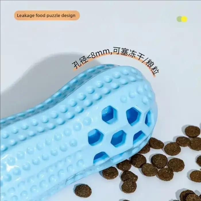 Jouet à mâcher durable en TPR en forme d'arachide pour chien avec effet sonore
