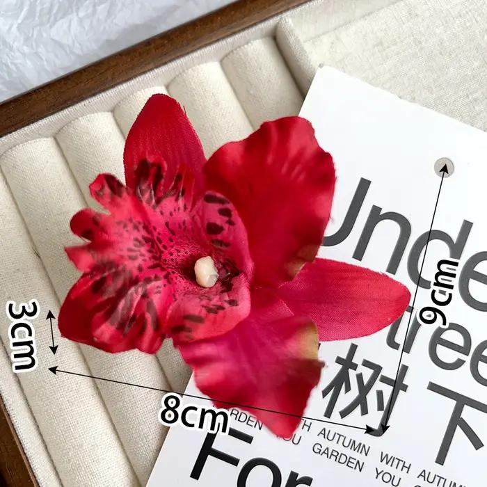 Barrettes à fleurs d'orchidées hawaïennes pour femmes, couvre-chef classique, accessoire de cheveux pour mariées et événements spéciaux