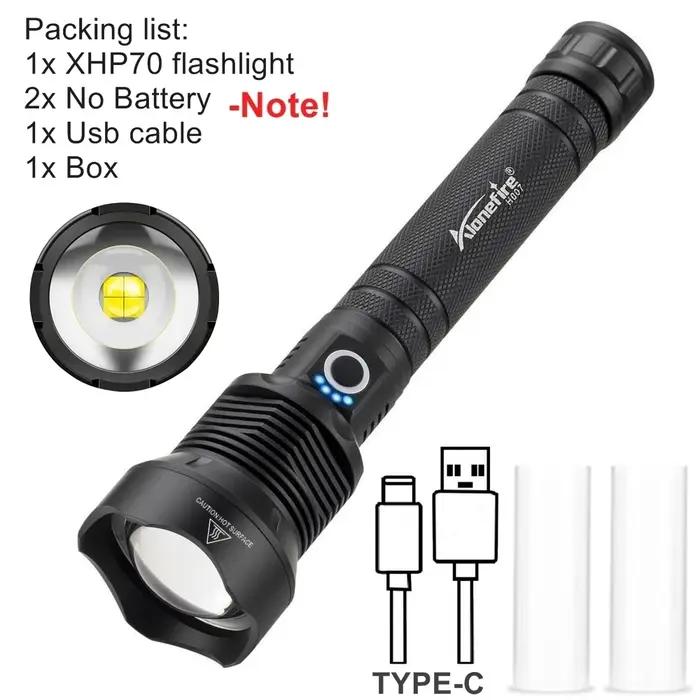 4000Lumen Zoom XHP70 LED lampe de poche haute puissance USB Rechargeable torche extérieure chasse Camping pêche
