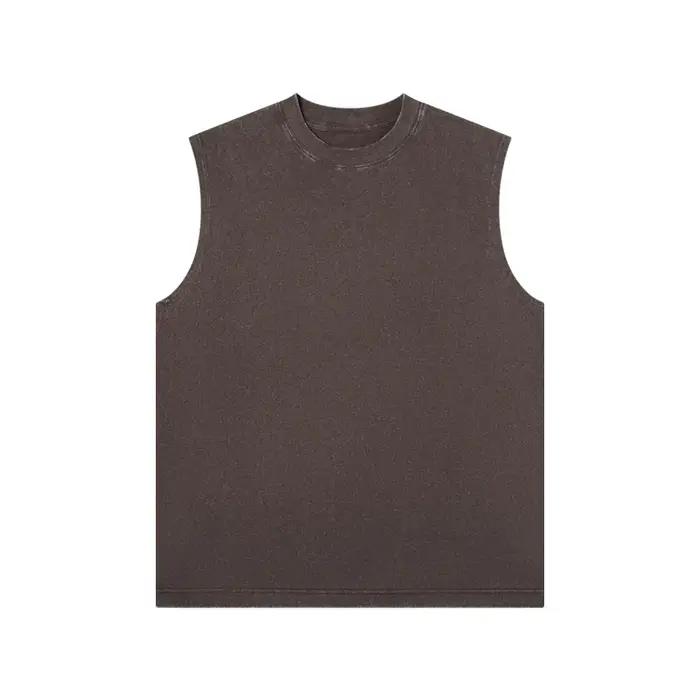 230g pur coton européen et américain haute rue rétro lavé en détresse gilet sans manches hommes déco