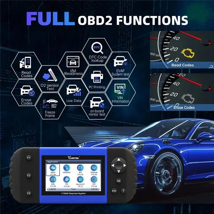 VDIAGTOOL VT600 Elite Scanner de Diagnostic de voiture moteur ABS SRS EPB Service d'huile réinitialiser VT600e outils de numérisation automatique 19 mise à jour gratuite à vie