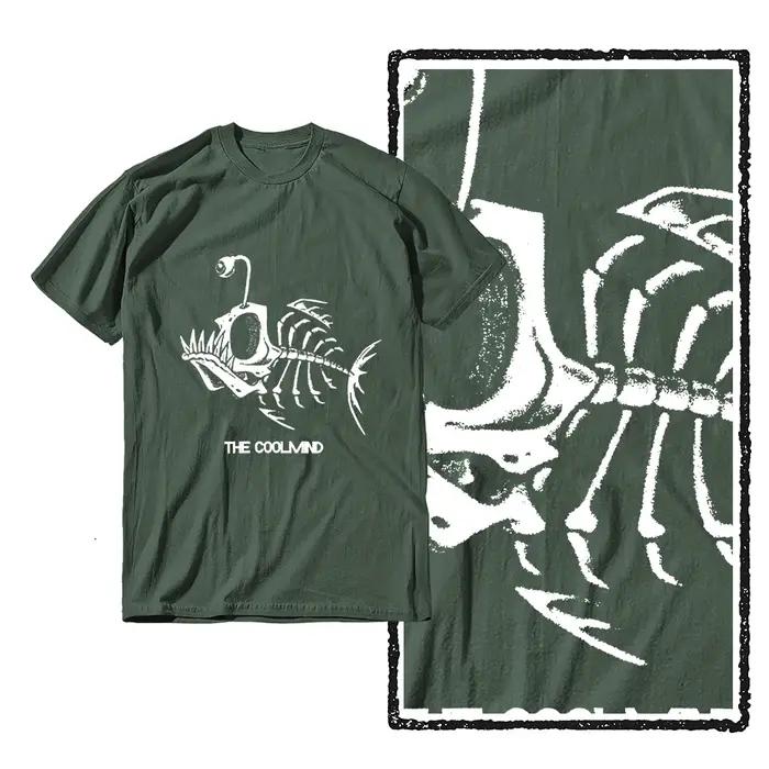 Bonefish crâne poisson de mer profonde squelette drôle pêcheur hommes T-Shirt coton col rond manches courtes