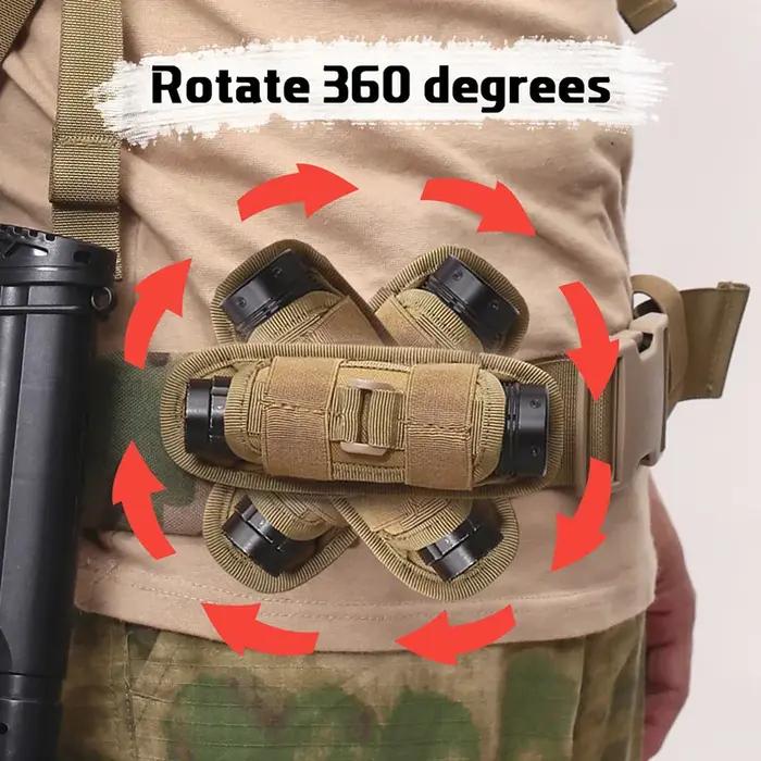 Étui ceinture torche tactique rotatif 360° - Poche durable pour lampe de chasse et survie
