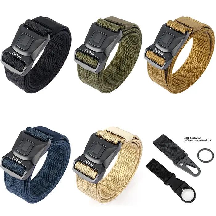 HSSEE Nouvelle ceinture tactique pour hommes Boucle métallique antirouille Quick Release Ceinture mi