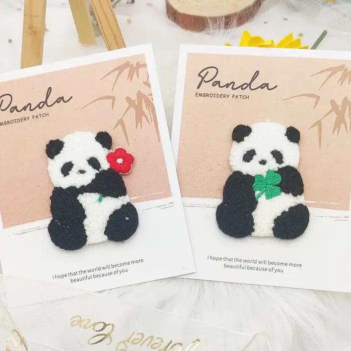 Patchs de broderie en peluche panda 3D auto-adhésifs pour enfants et adultes décorer vêtements sacs à dos étuis de téléphone occasions spéciales