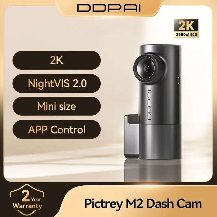 Caméra de tableau de bord Pictrey M2 2K avec vision nocturne 330 ° Moniteur de stationnement intel