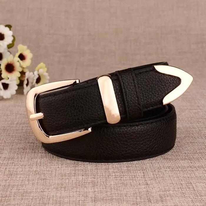 Ceintures en cuir véritable pour femmes, boucle dorée de haute qualité, parfaites pour assortir à de