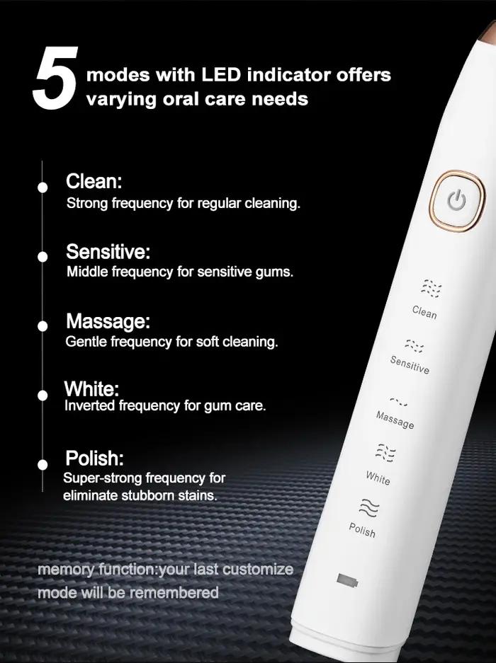Brosse à dents électrique sonique pour adultes, blanchiment dentaire à ultrasons intelligent, brosse