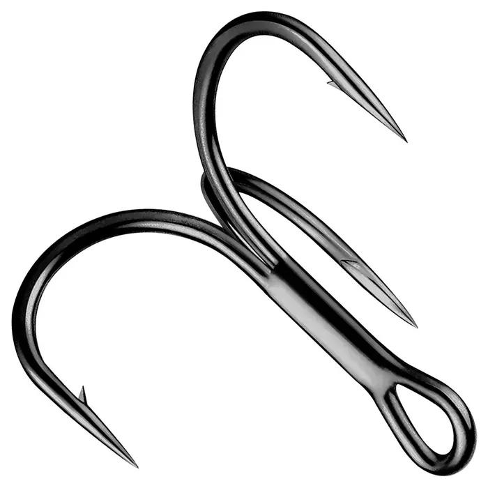 Énormes crochets triples 4X Strong 1 # -10/0 # Hameçon Super pointu barbelé en acier au carbone, m
