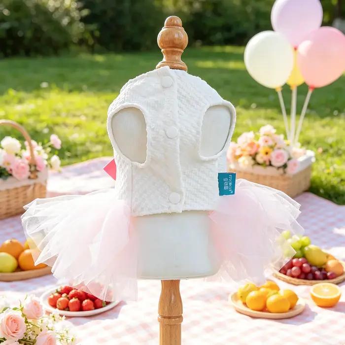 Robe tutu décoration motifs donuts tenue été petits chiens chats Teddy Bichon Pomeranian Yorkshire Maltese occasions spéciales sécurité inclus