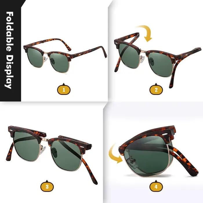 LIOUMO Lunettes de soleil pliables ultra-légères haut de gamme avec étui, verres polarisés, pour hom