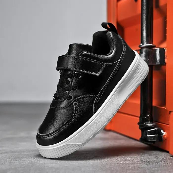 Baskets unisexes pour enfants en cuir respirant, printemps/automne, confort et style moderne pour les saisons changeantes