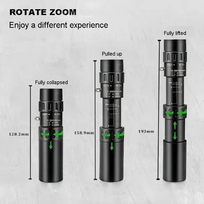 Téléscope Binoculaire 10-300x40 HD Longue Portée Professionnel Vision Nocturne pour Chasse