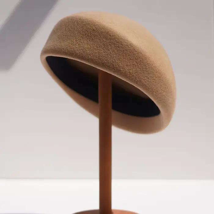 Béret en feutre de laine de style français pour femmes