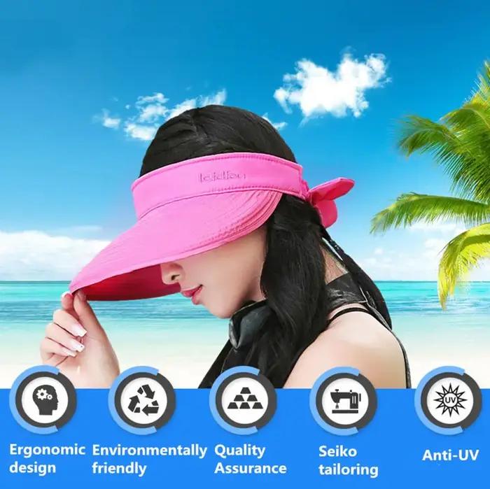 Casquette d'extérieur pour femmes anti-uv sport polyester chapeau de soleil large bord plage été printemps
