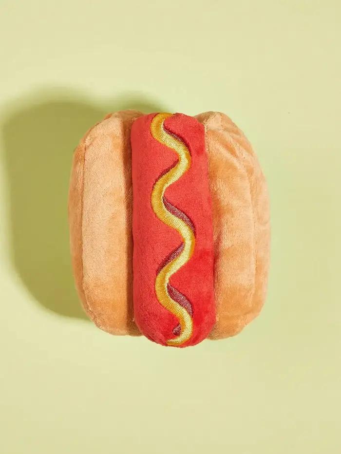 Jouet Hot Dog Peluche Grinçant en Polaire Pour Chiens Durables Occasions Spéciales Jeu Câlinage