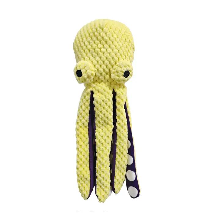 Jouet pour chien pieuvre couineur, jouet à mâcher en peluche ananas avec couineur et tentacules froissés, jouet interactif pour chiot pour le soin dentaire, pour chiens de petite et moyenne taille