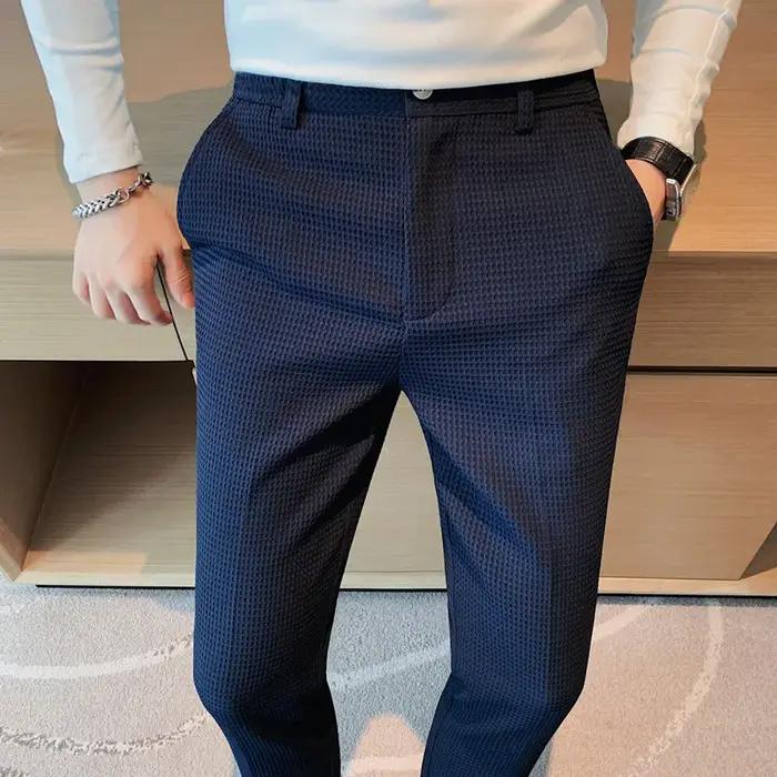 Pantalon formel élégant slim waist stretch business mariage soirée homme 2024