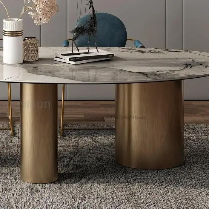 Combinaison de Table à manger et chaises ovales lumineuses italiennes, pour grande Villa, meubles de