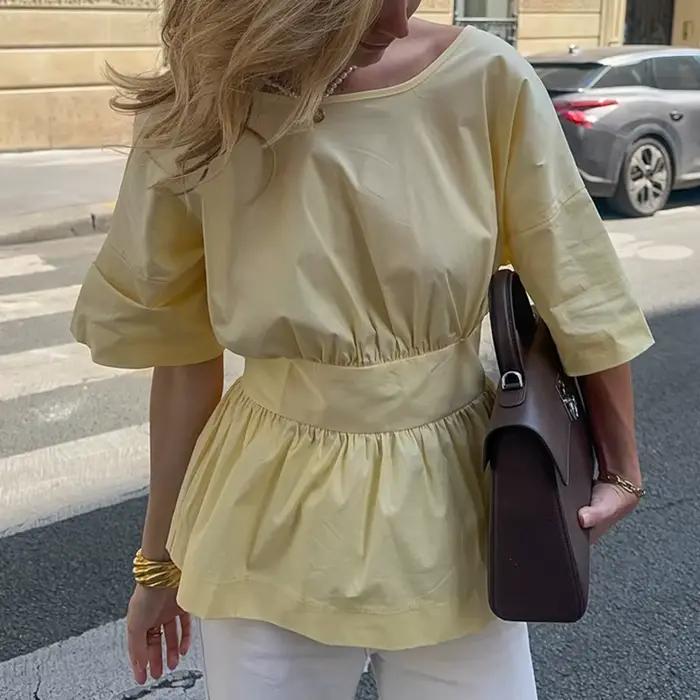 Élégante Blouse T-shirt Femme à Volants