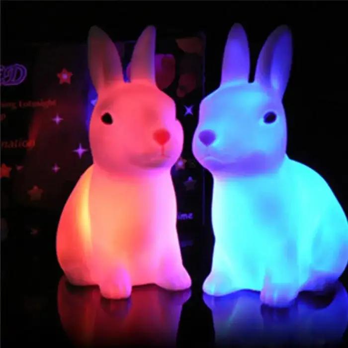 Veilleuses lapin colorées pour enfants, cadeaux pour bébés, lampe lapin Animal mignon de dessin anim