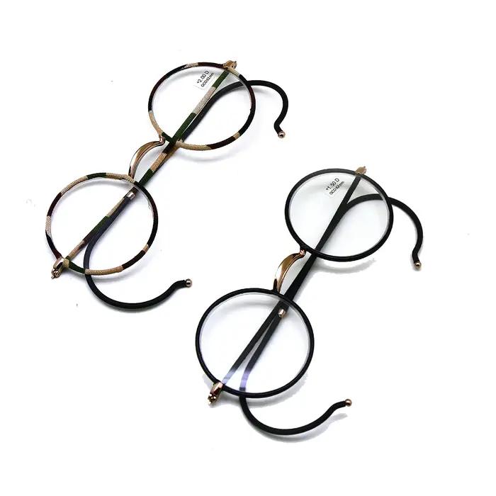 Lunettes de lecture rétro, monture ronde en métal + lecteur de poche portable 1.0 à + 3.5