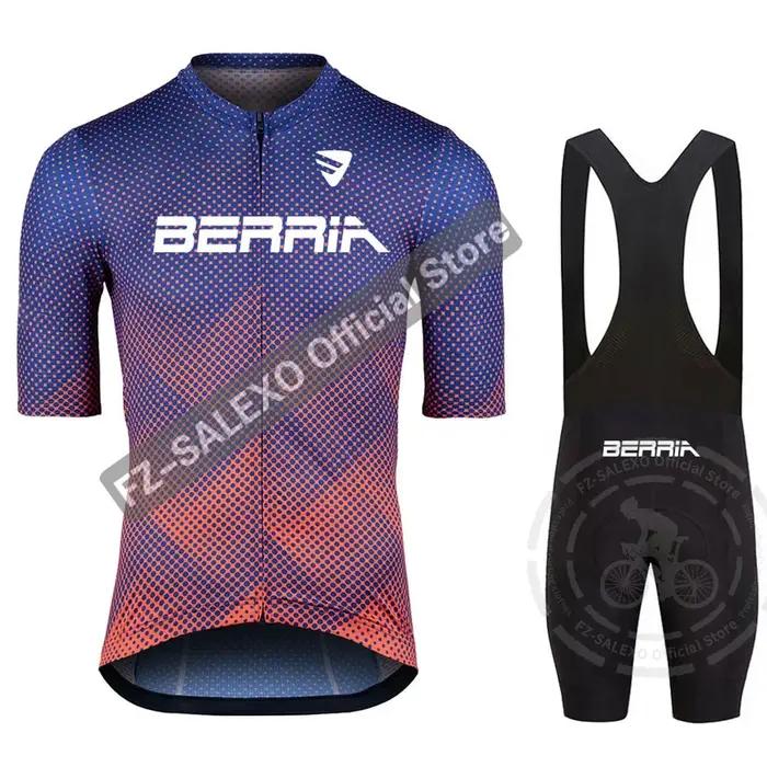 BERRIA-Ensembles de maillots de cyclisme pour hommes, vêtements de cyclisme d'été, bas de VTT, chemises de vélo de route trempées, cuissards à bretelles, 2024